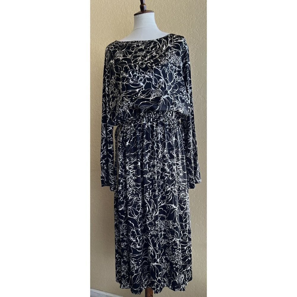 Treasure & Bond Womens Blouson Floral Print Midi Dress Size L - Picture 12 of 12